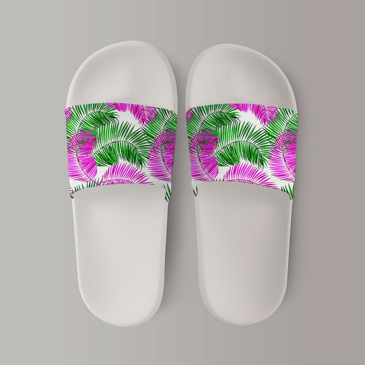 Green And Pink Palm Leaves Sandal