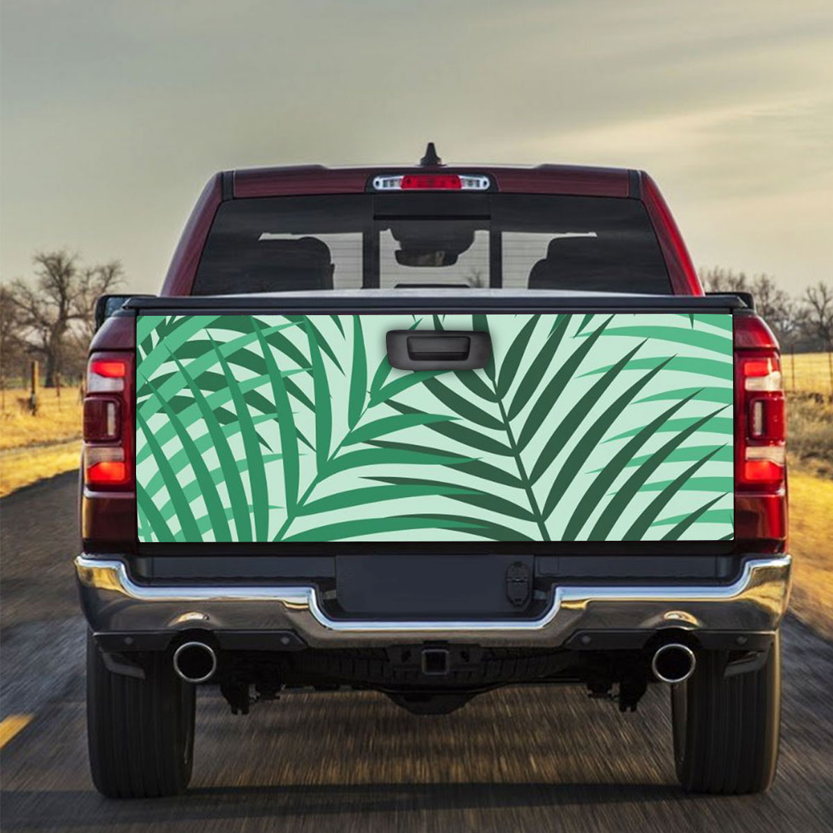 Beautiful Tropical Palm Leaves Truck Bed Decal