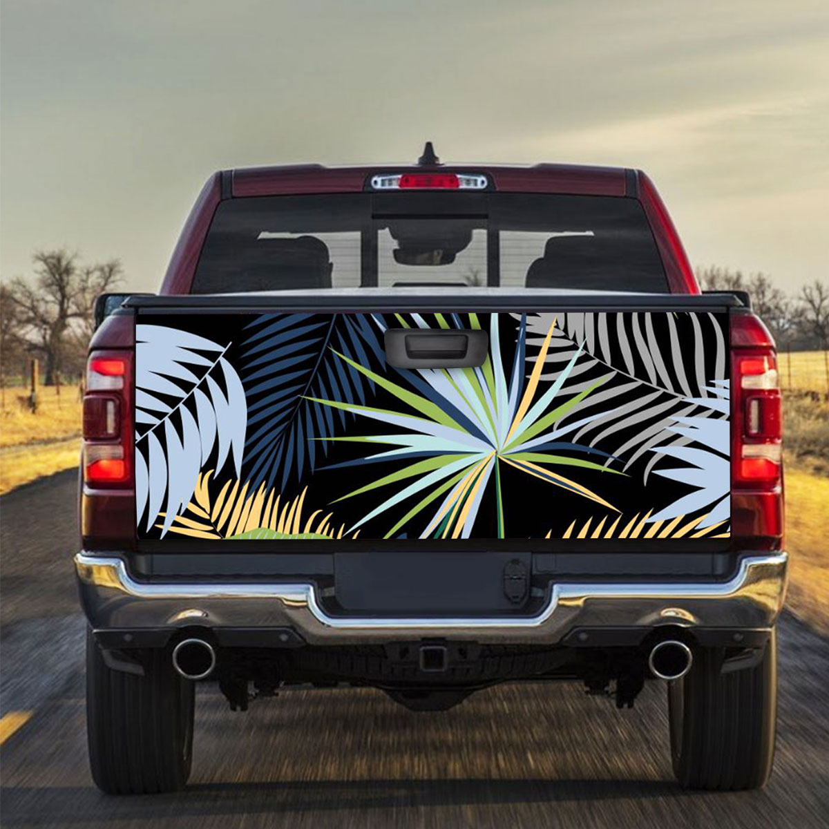 Colorful Palm Leaves Truck Bed Decal