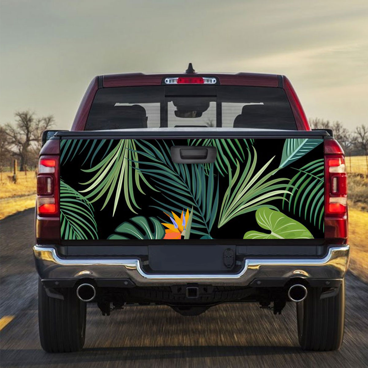 Tropical Jungle Palm Leaves Truck Bed Decal
