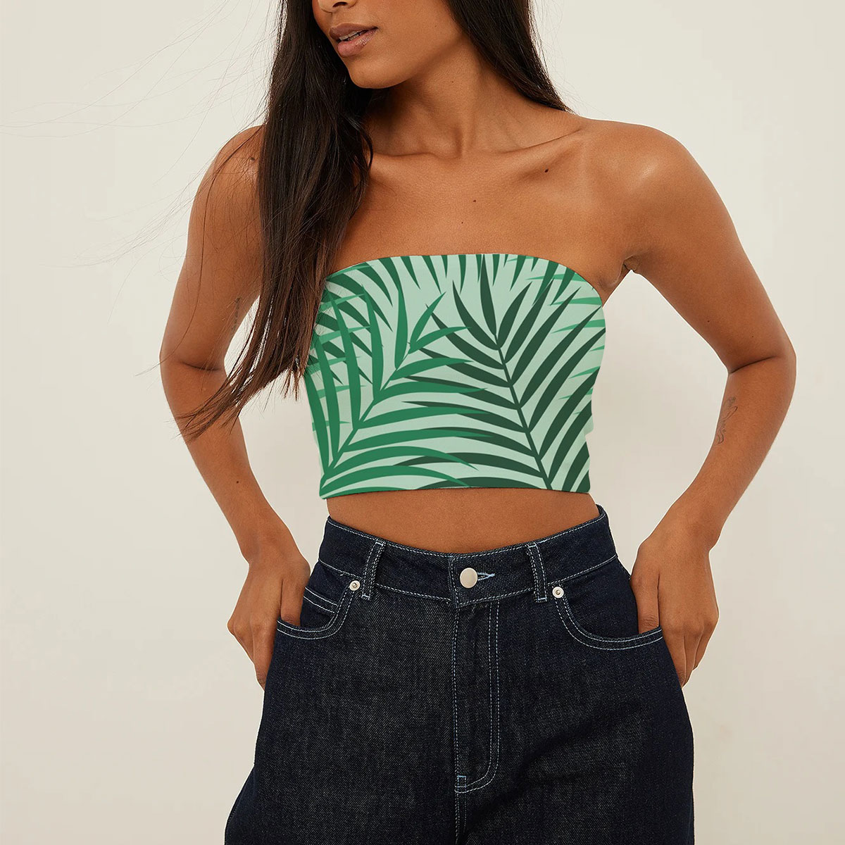 Beautiful Tropical Palm Leaves Tube Top