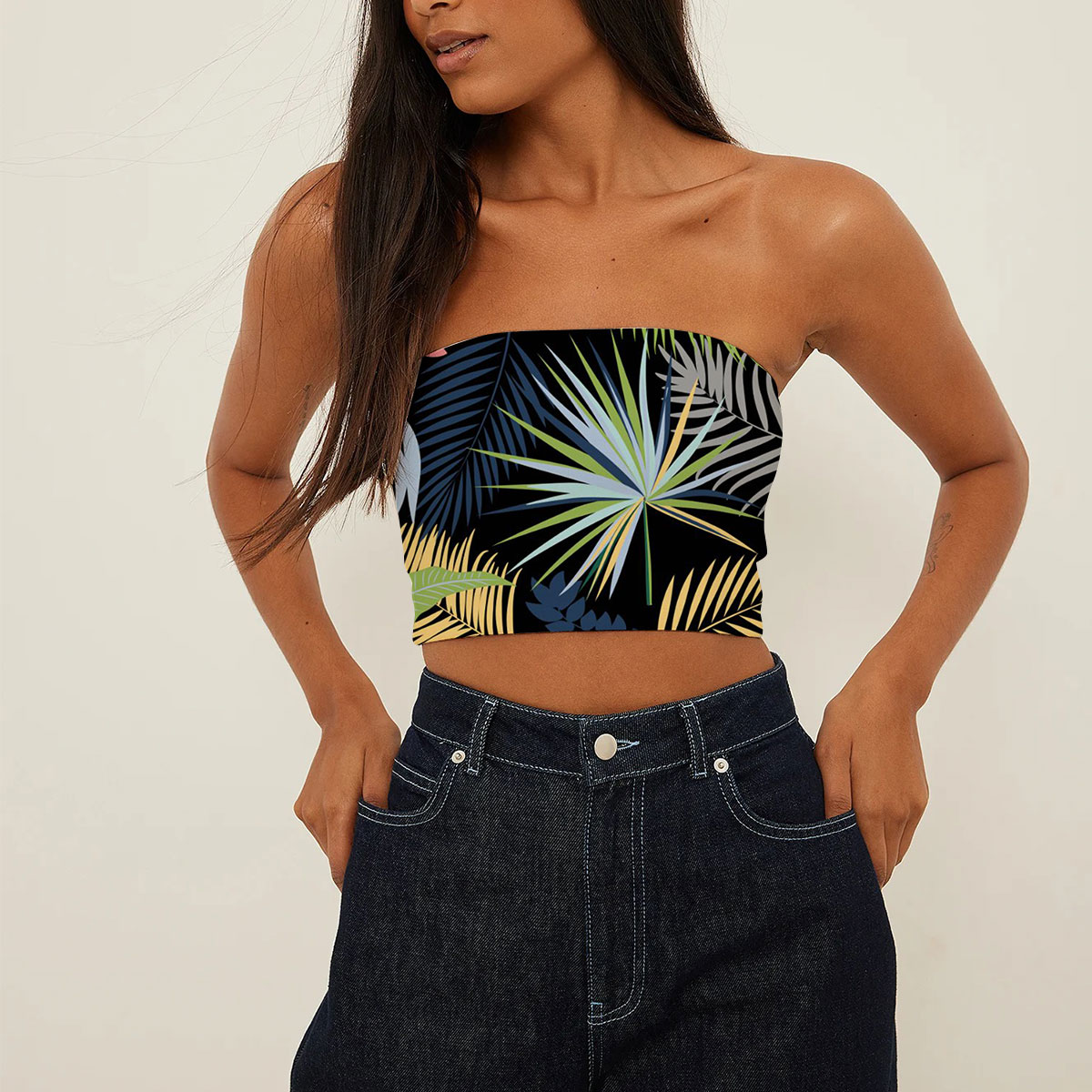 Colorful Palm Leaves Tube Top