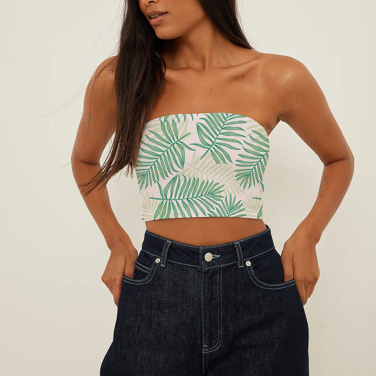 Tropical Palm Leaves Tube Top