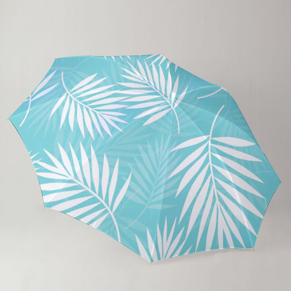 Light Blue Palm Leaves Umbrella