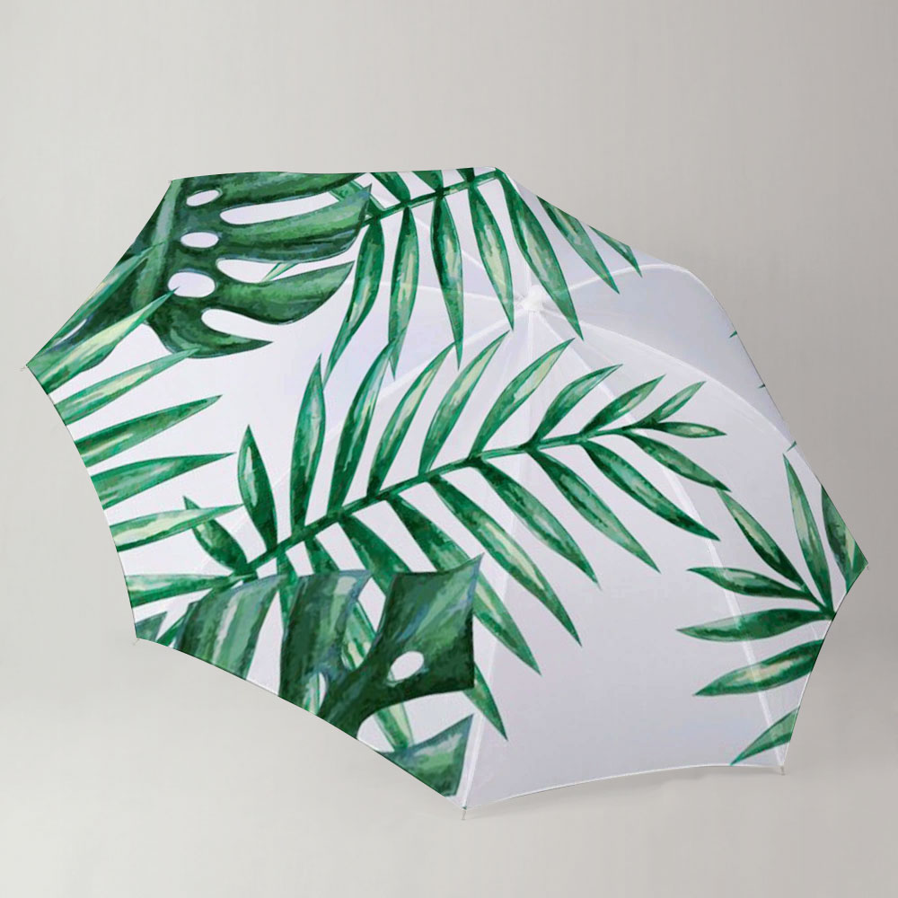 Watercolor Tropical Palm Leaves Umbrella