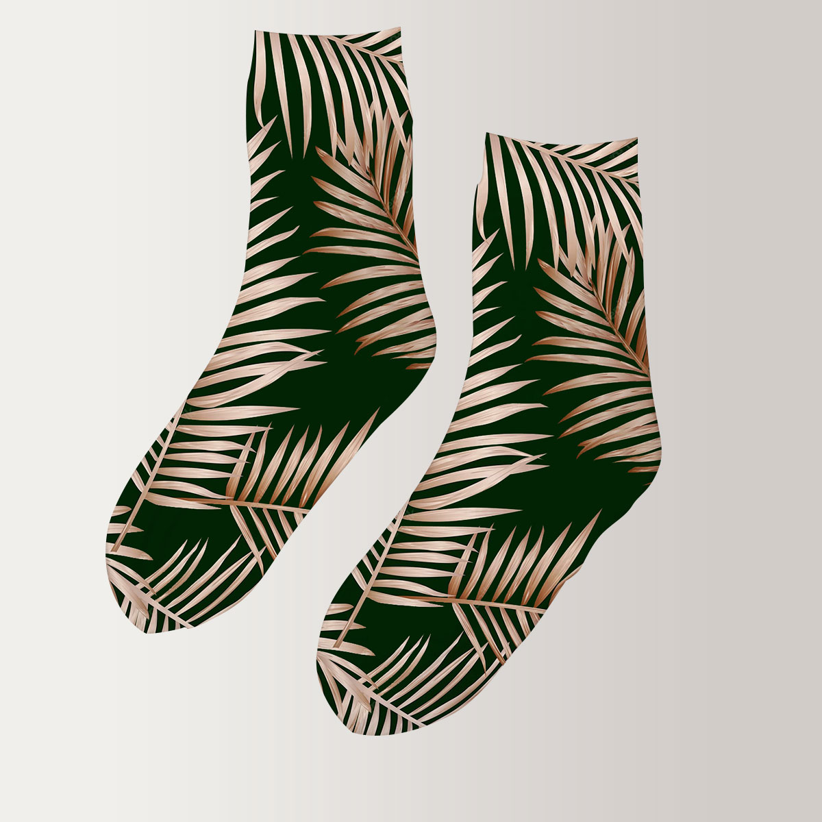 Gold Tropical Palm Leaves 3D Socks