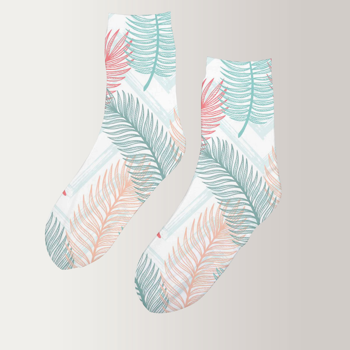 Palm Leaf Sketch Summer Floral 3D Socks
