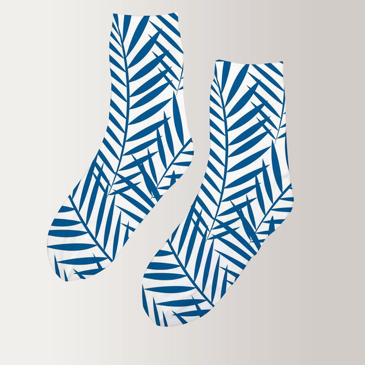 Tropical Blue Palm Tree Leaves 3D Socks