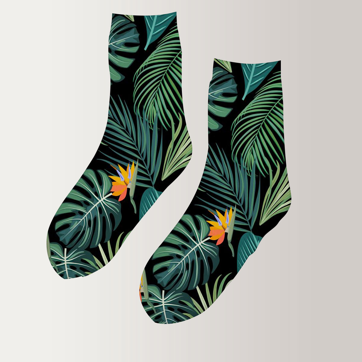 Tropical Jungle Palm Leaves 3D Socks