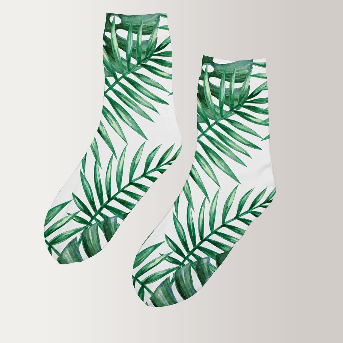Watercolor Tropical Palm Leaves 3D Socks