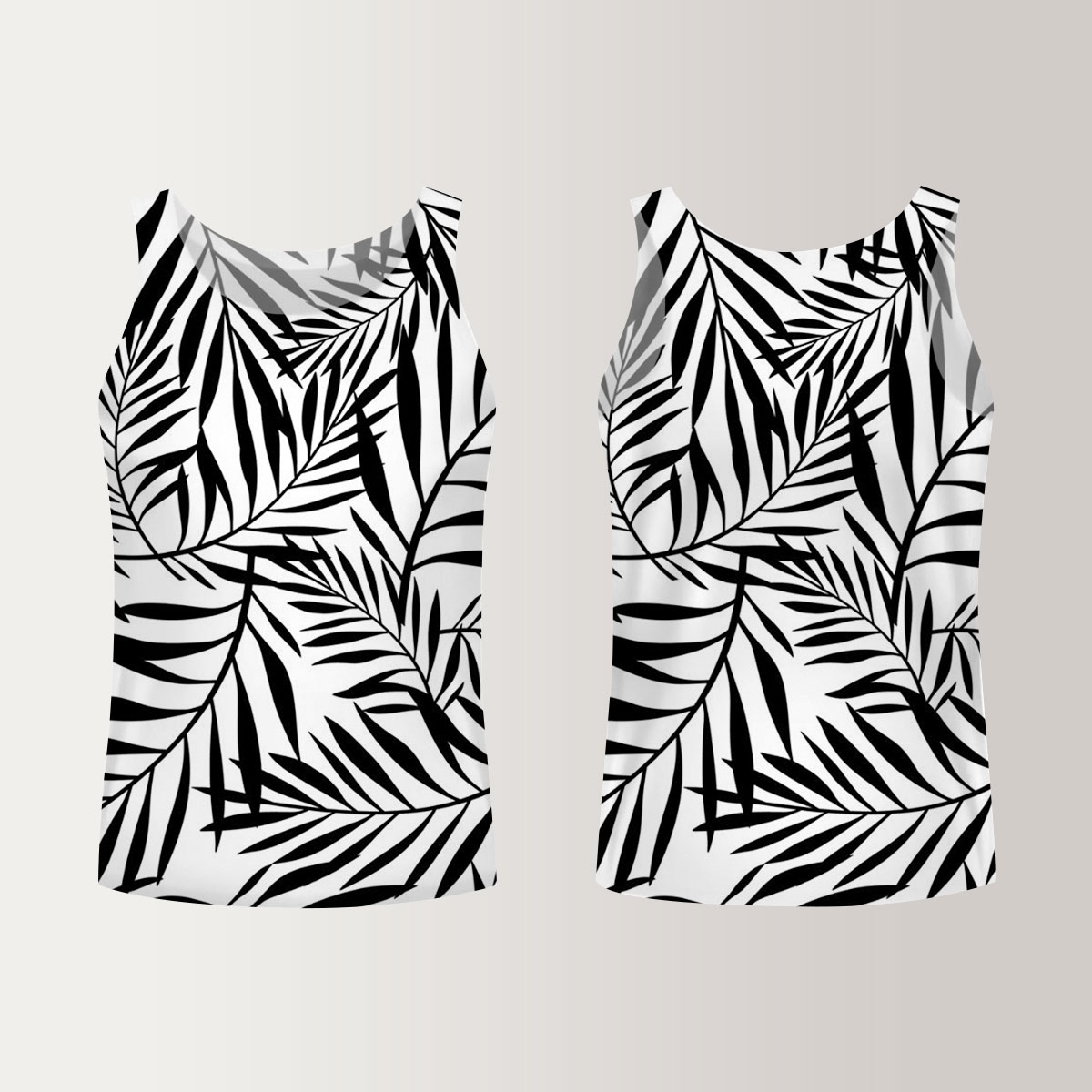 Black And White With Palm Leaves Unisex Tank Top