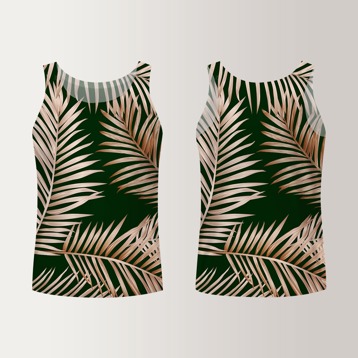 Gold Tropical Palm Leaves Unisex Tank Top