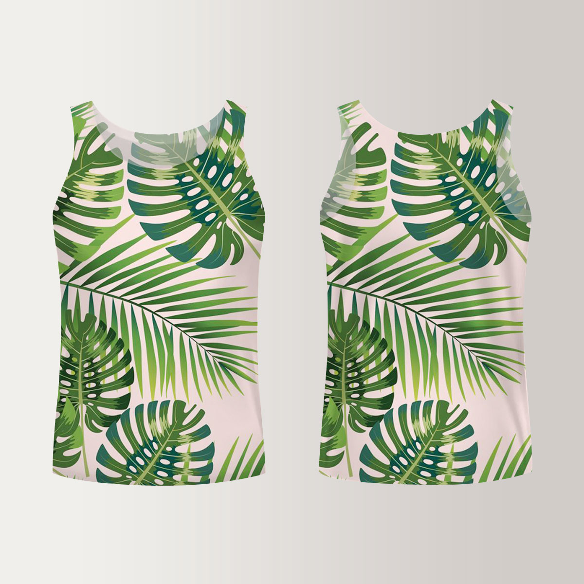 Pink Palm Leaves Unisex Tank Top