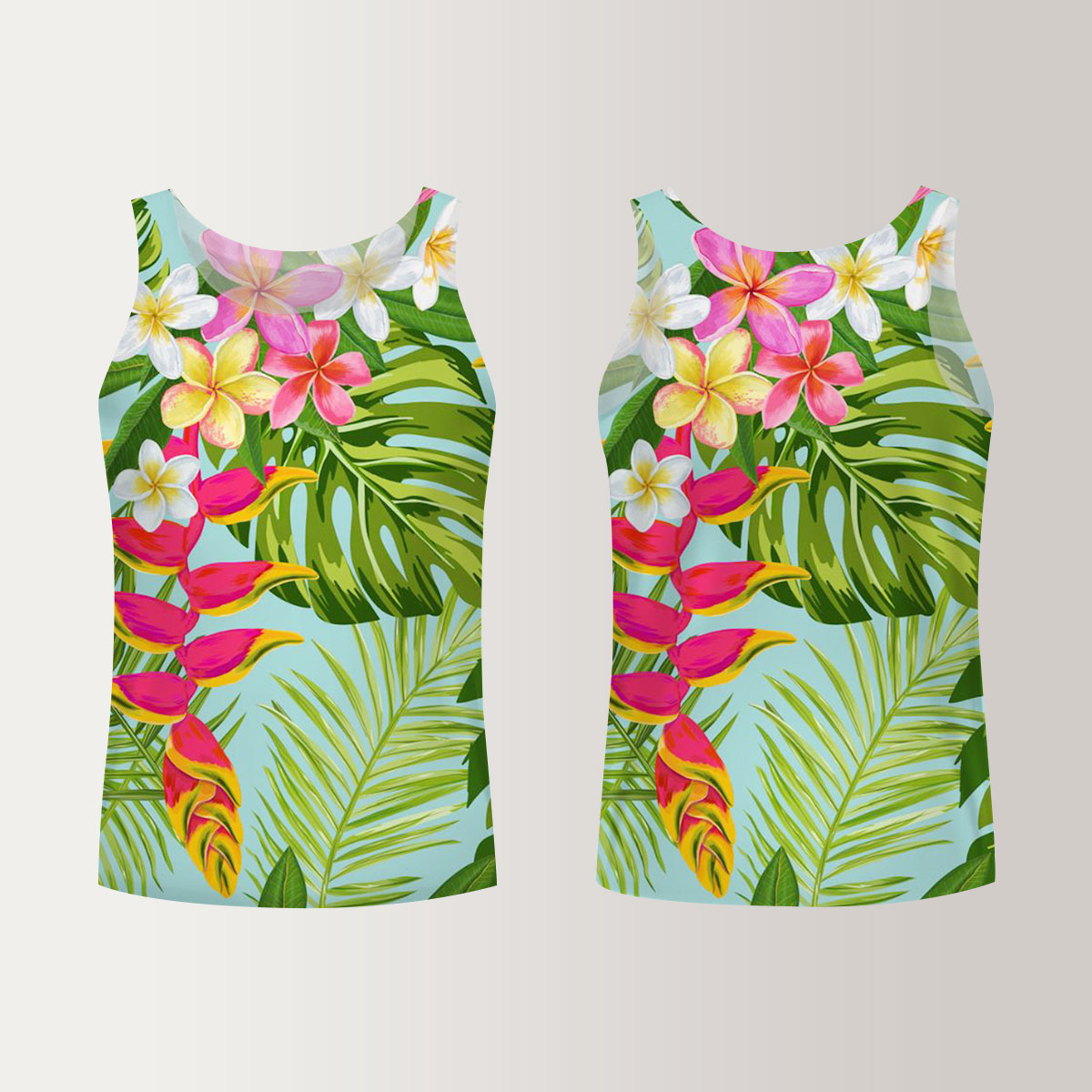Tropical Flowers and Palm Leaves Unisex Tank Top