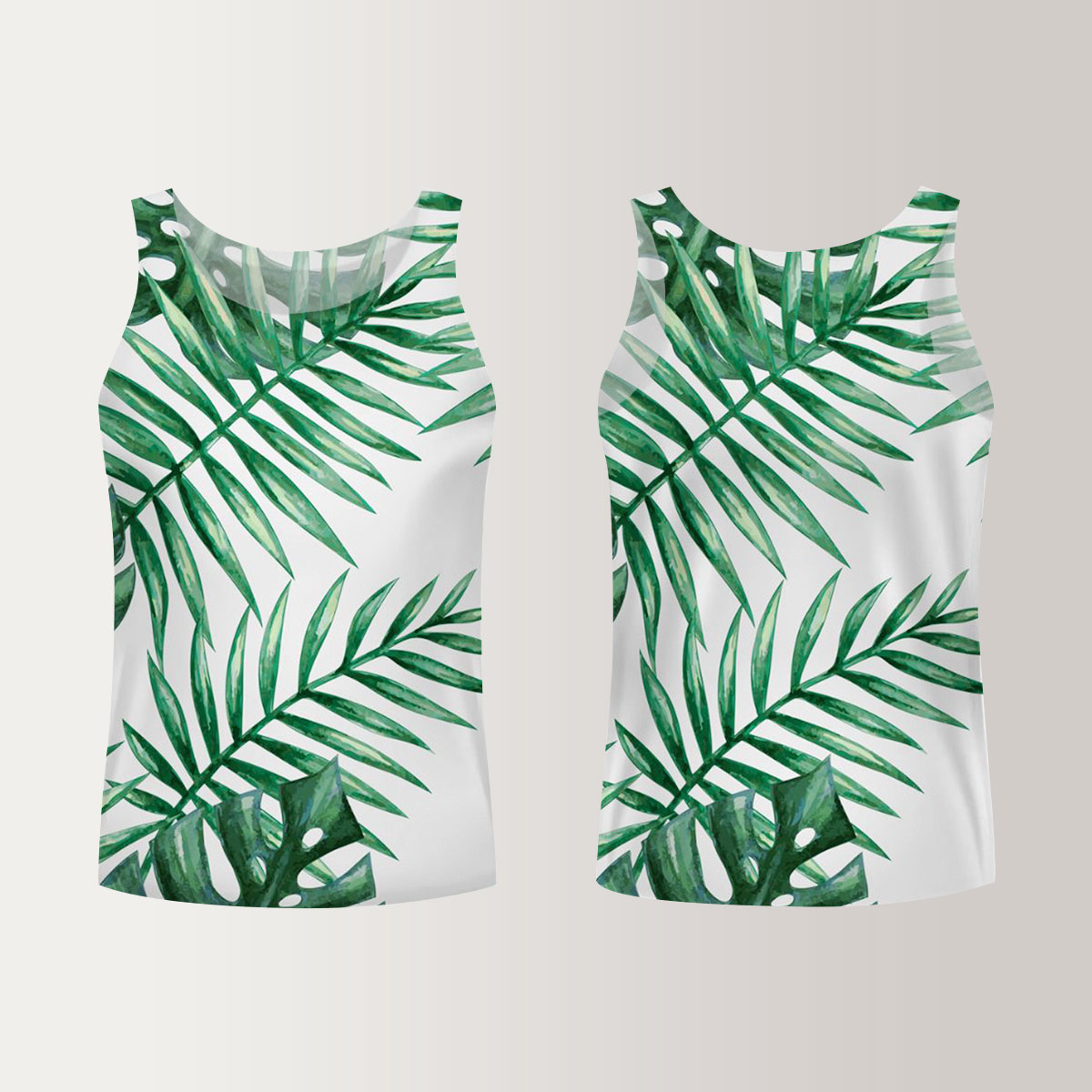 Watercolor Tropical Palm Leaves Unisex Tank Top