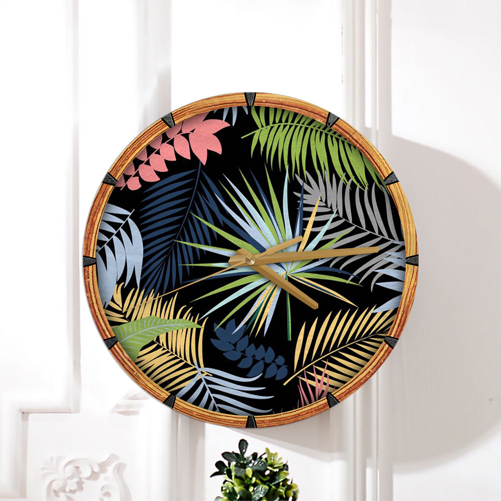 Colorful Palm Leaves Wall Clock