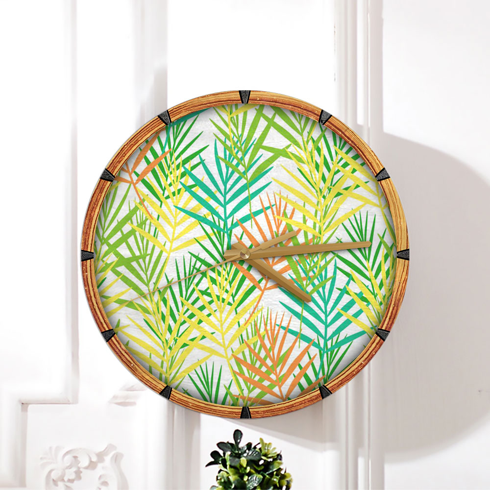 Colorful Withered Palm Fronds Wall Clock