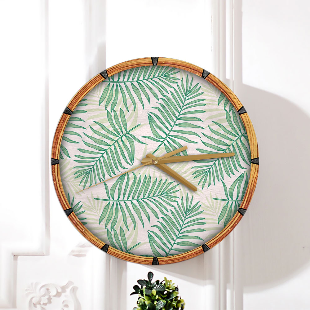 Tropical Palm Leaves Wall Clock