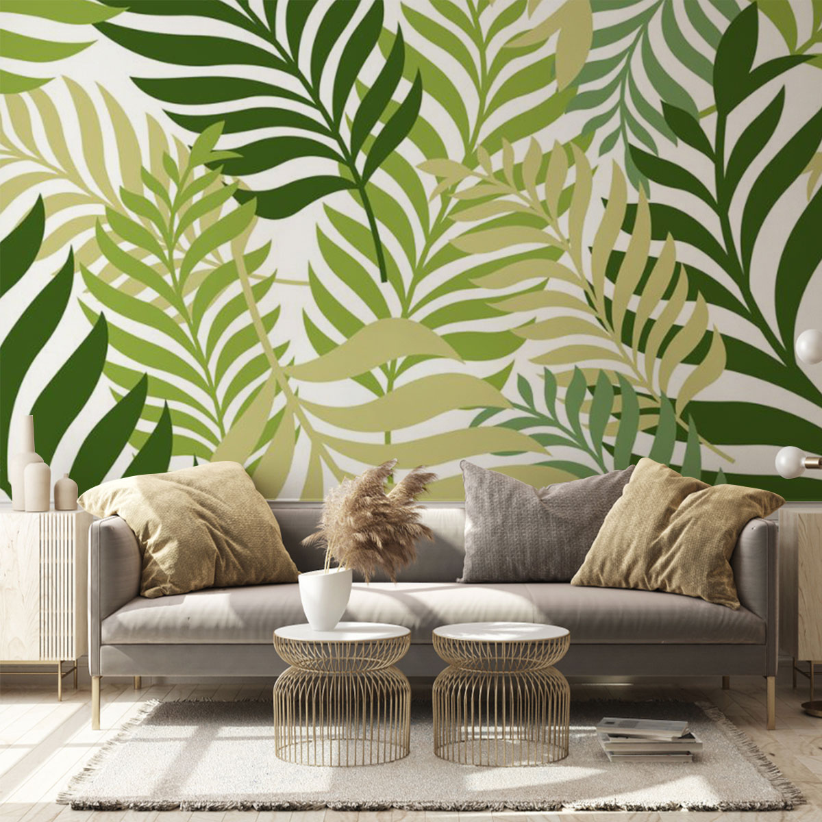 Green Palm Tree Leaves Wall Mural