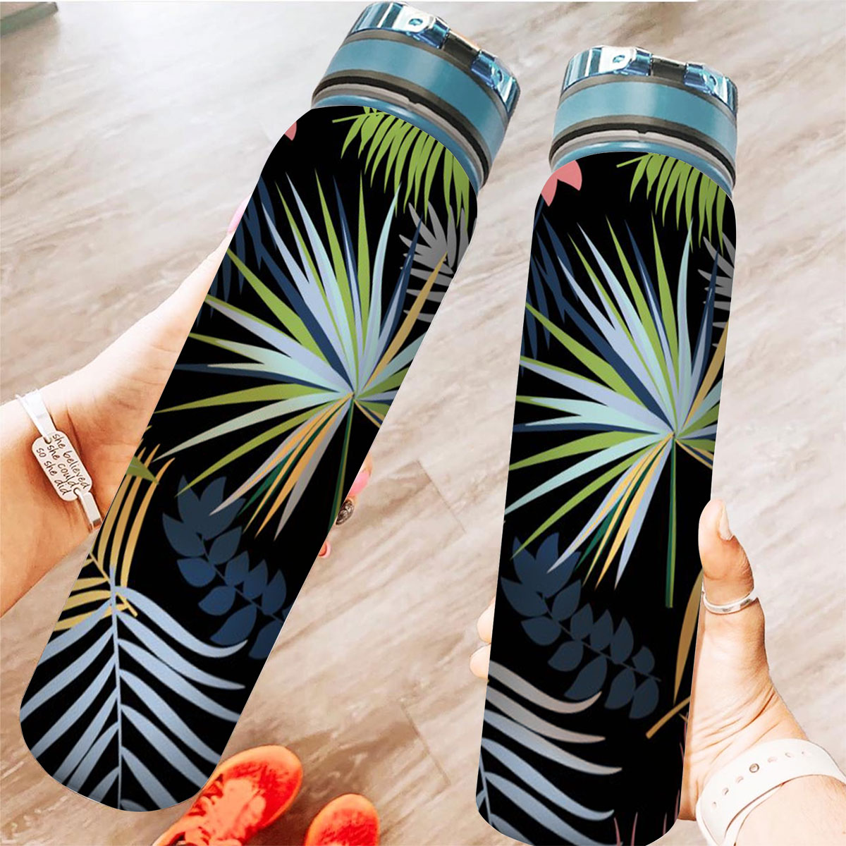 Colorful Palm Leaves Tracker Bottle