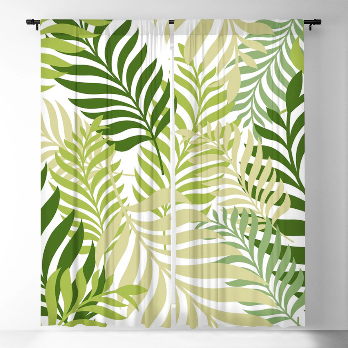 Green Palm Tree Leaves Window Curtain