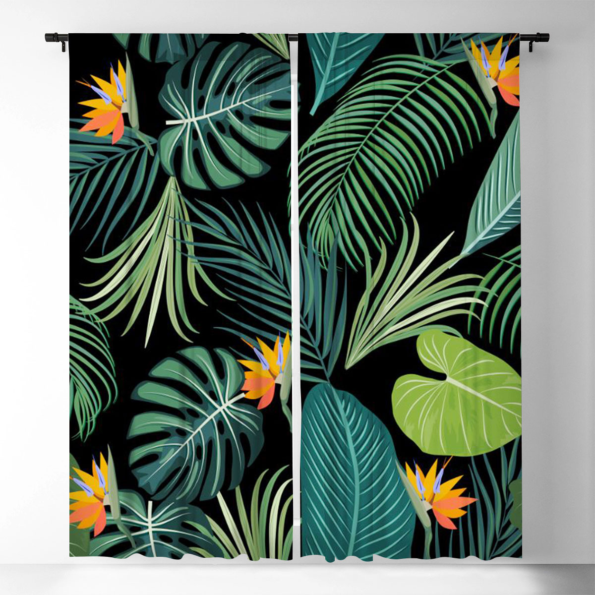 Tropical Jungle Palm Leaves Window Curtain