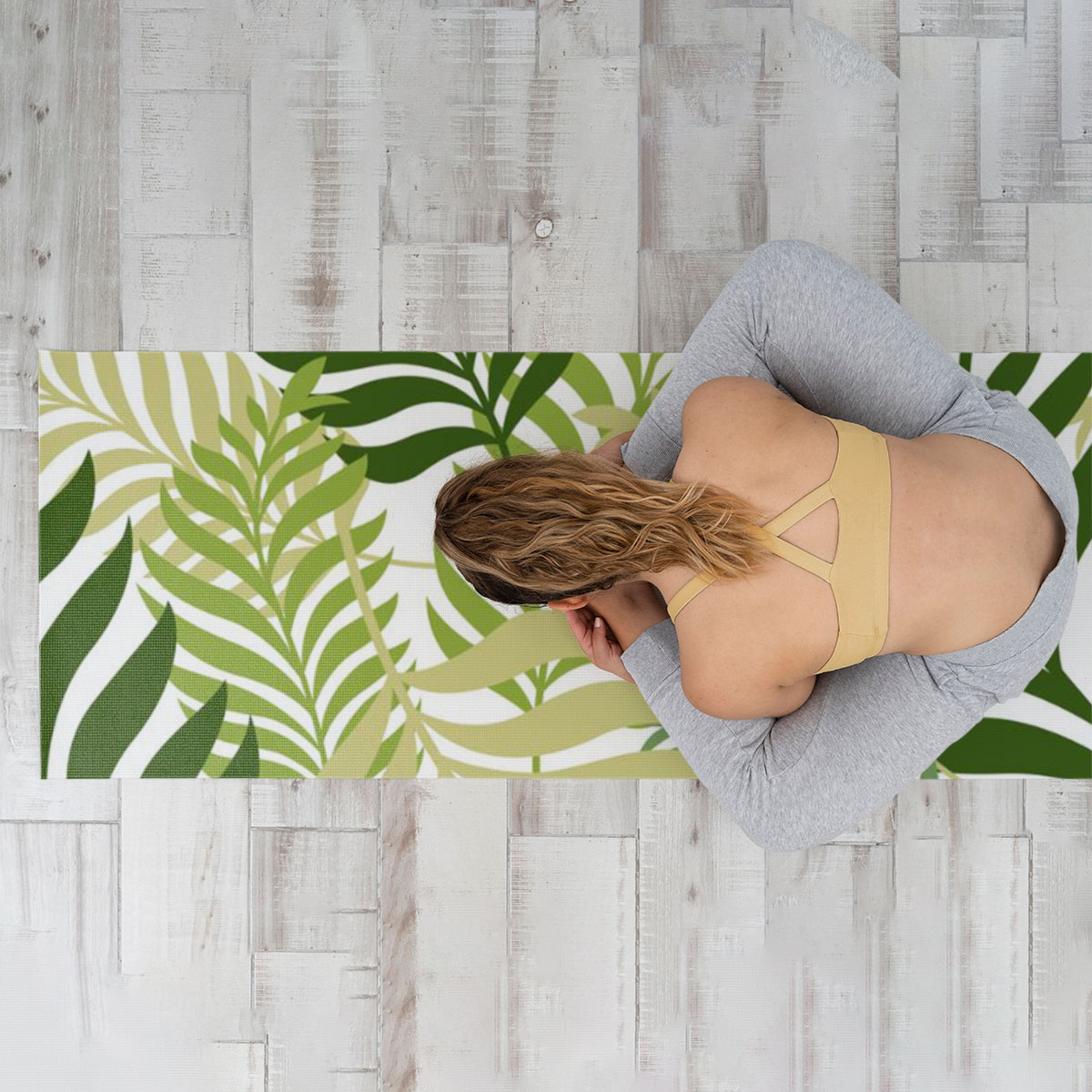 Green Palm Tree Leaves Yoga Mat