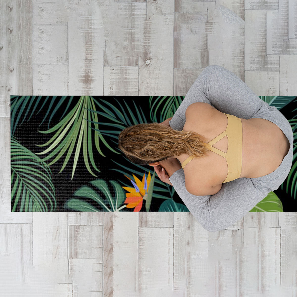 Tropical Jungle Palm Leaves Yoga Mat