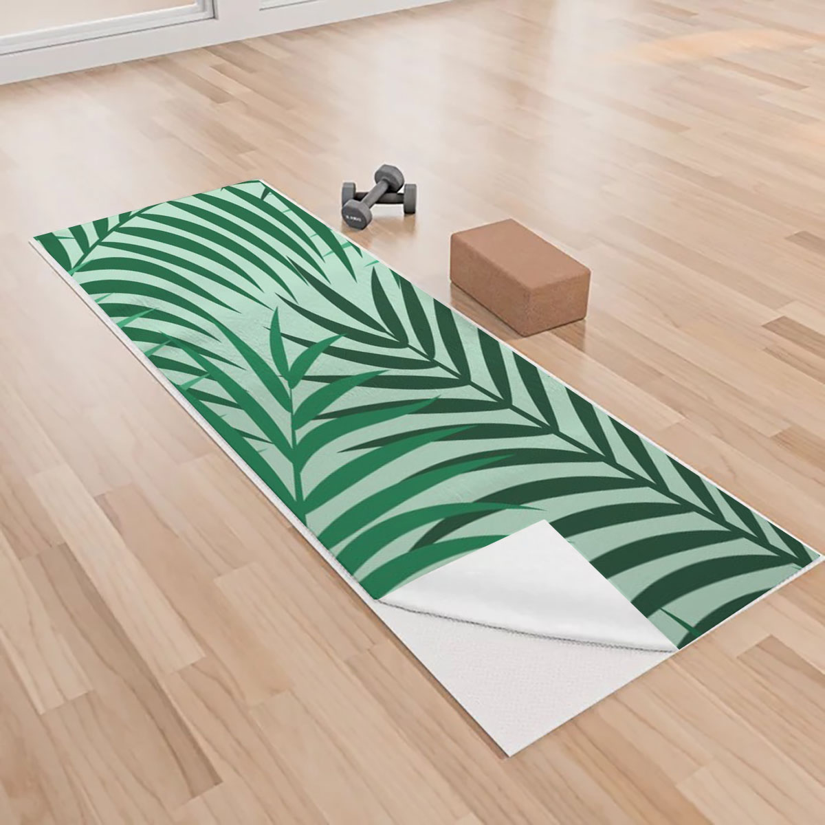 Beautiful Tropical Palm Leaves Yoga Towels