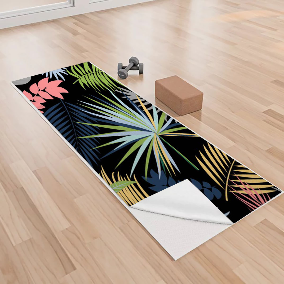 Colorful Palm Leaves Yoga Towels