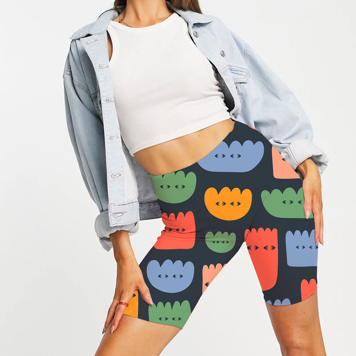 Abstract Minimal With Colorful Various Strange Flowers Casual Shorts