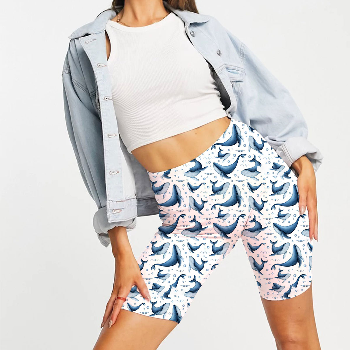 Big Small Blue Whale Casual Shorts