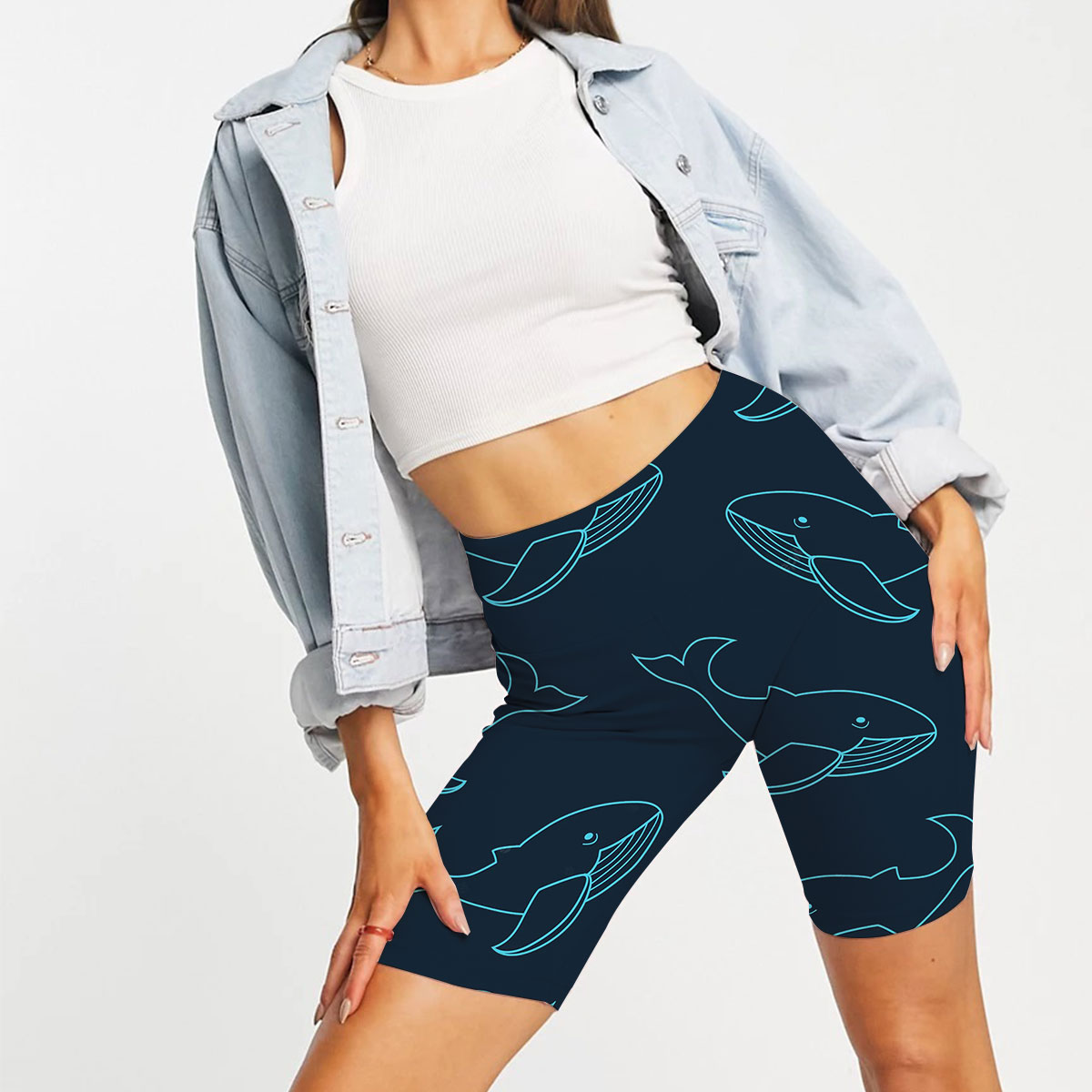 Blue Light Blue Whale Casual Shorts
