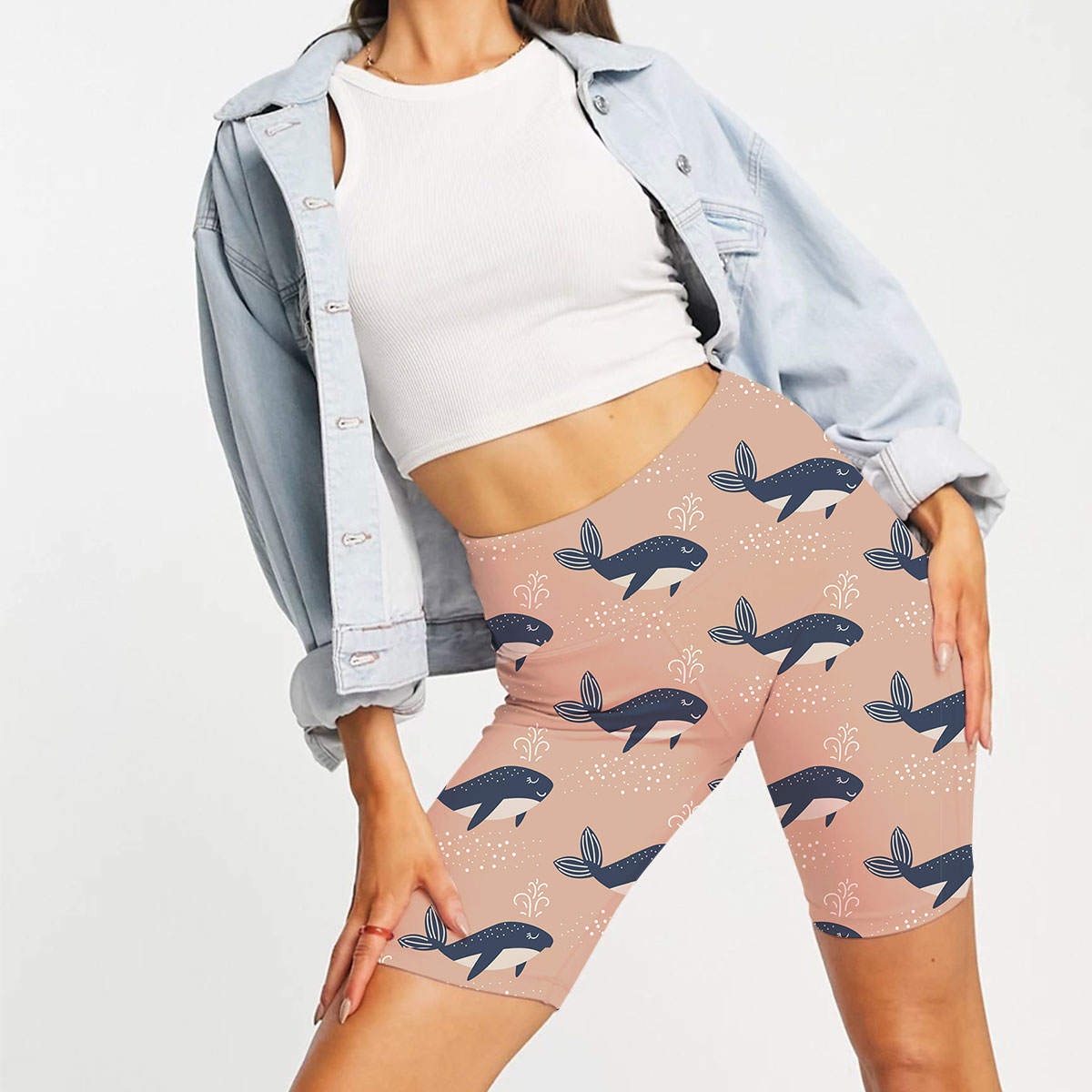 Blue Whale On Brown Casual Shorts