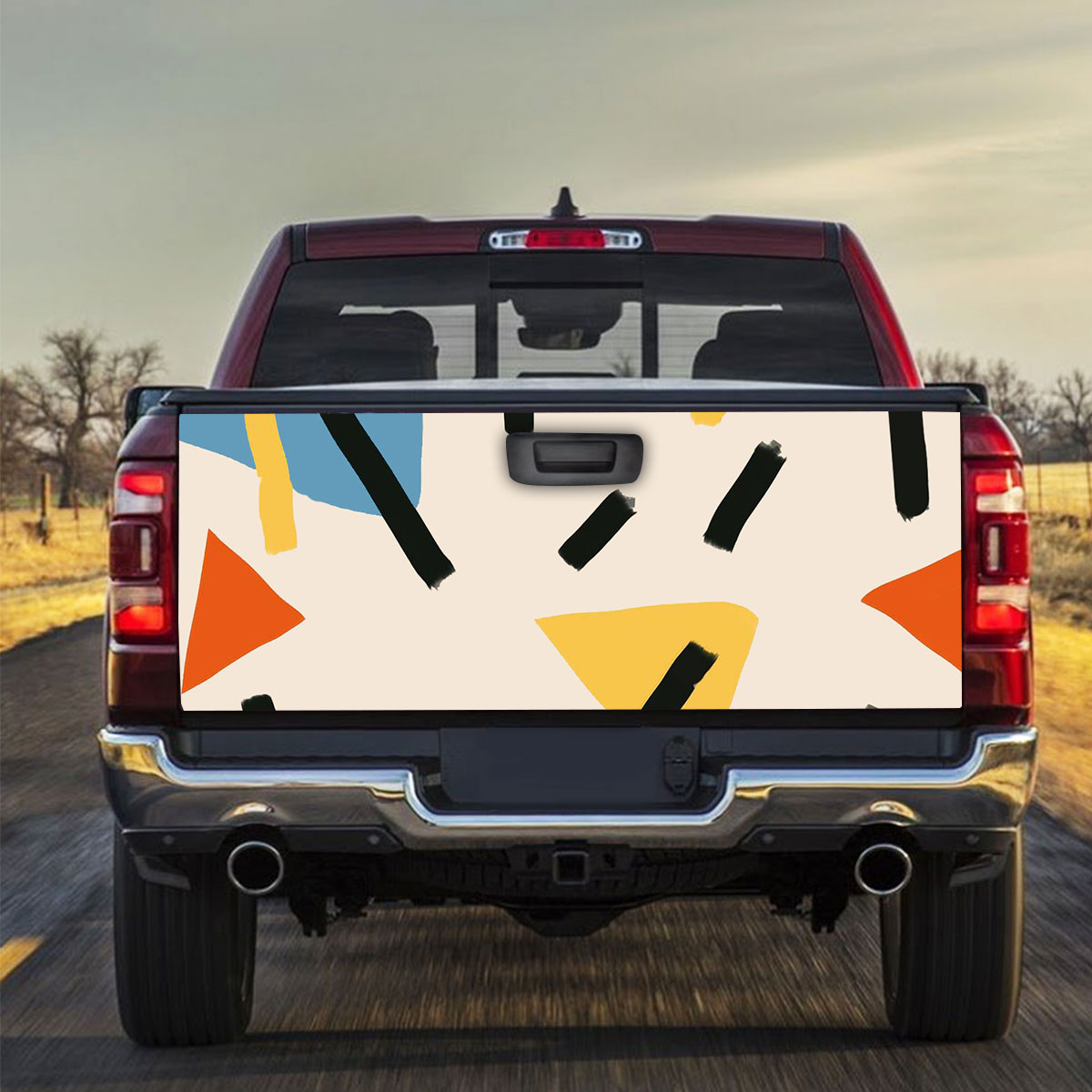 Abstract 80s Aesthetic Geometric Shape Truck Bed Decal