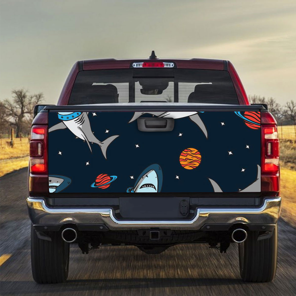 Astronaut Great White Shark Truck Bed Decal