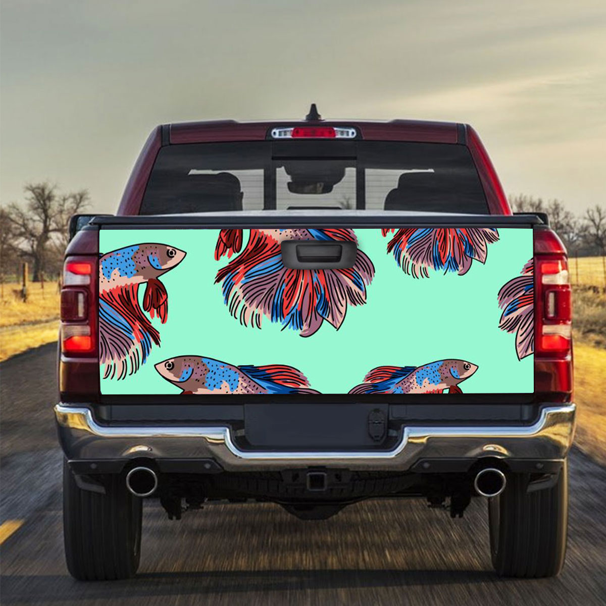 Betta Fish On Blue Truck Bed Decal