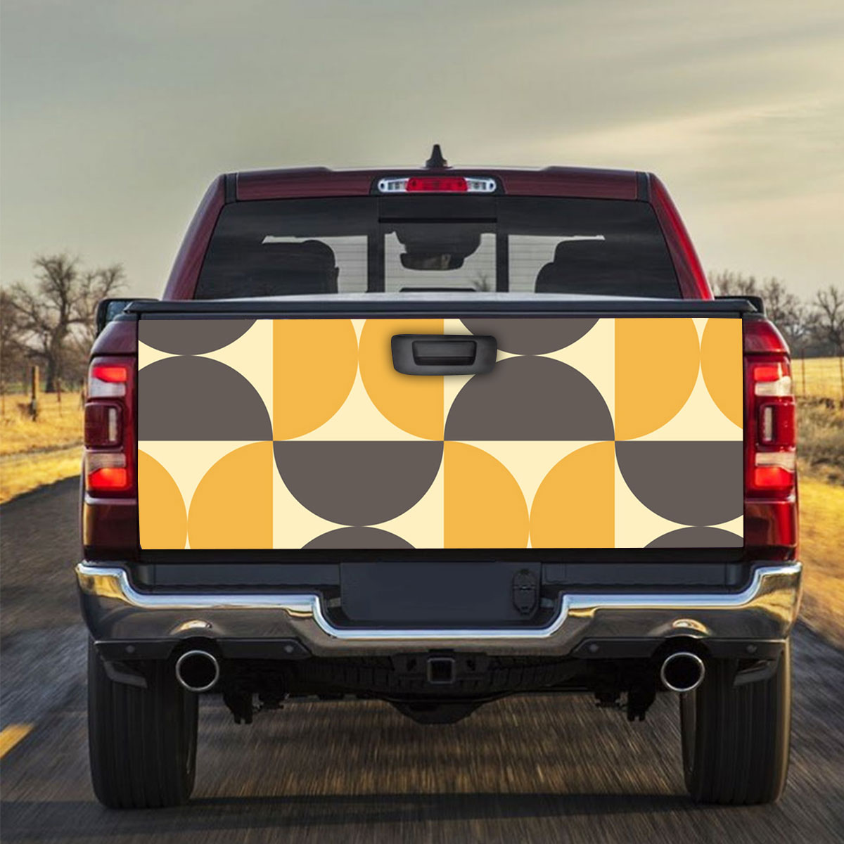 Black And Orange Mid Century Modern Truck Bed Decal