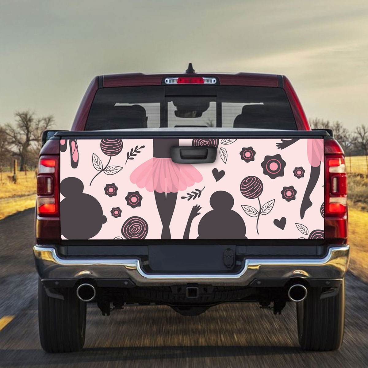 Black And Pink Ballet Truck Bed Decal