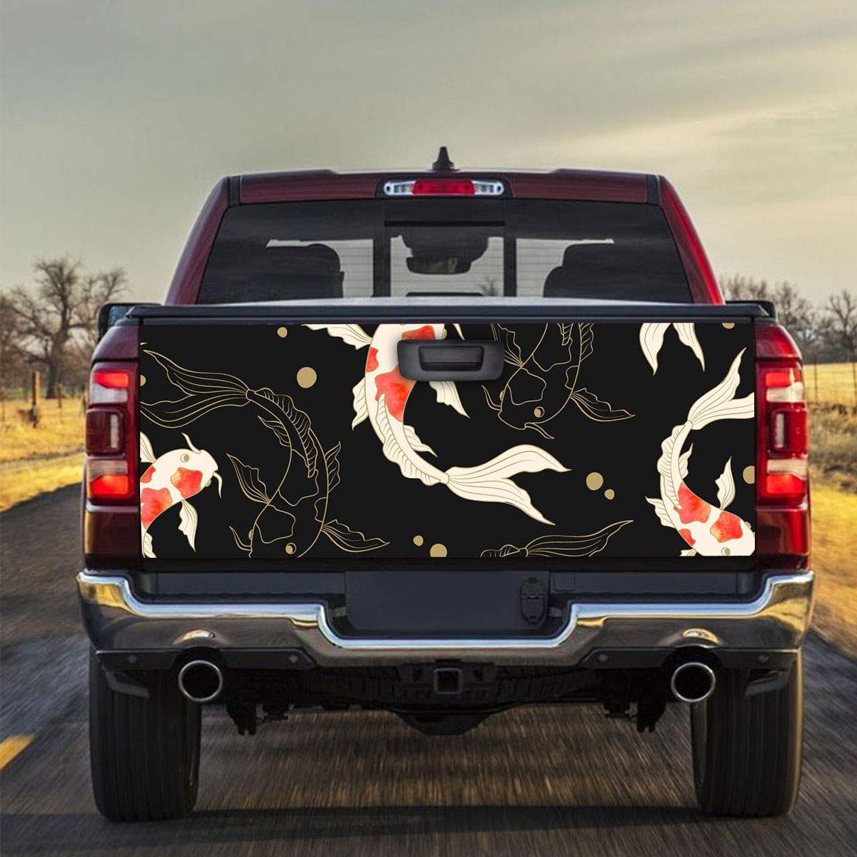 Black And White Koi Fish Truck Bed Decal
