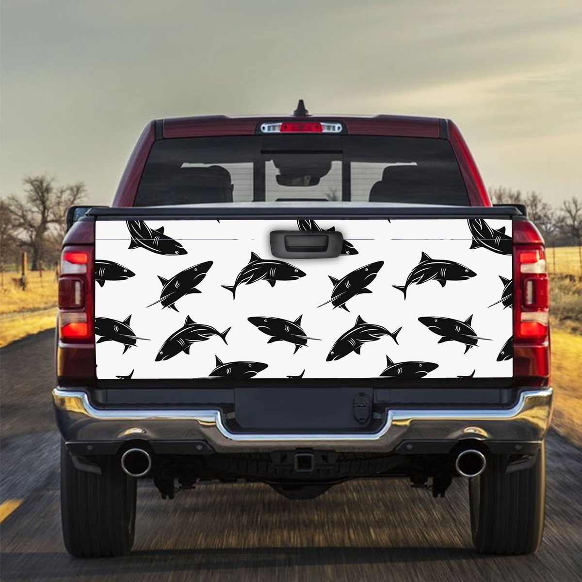 Black Great White Shark Truck Bed Decal