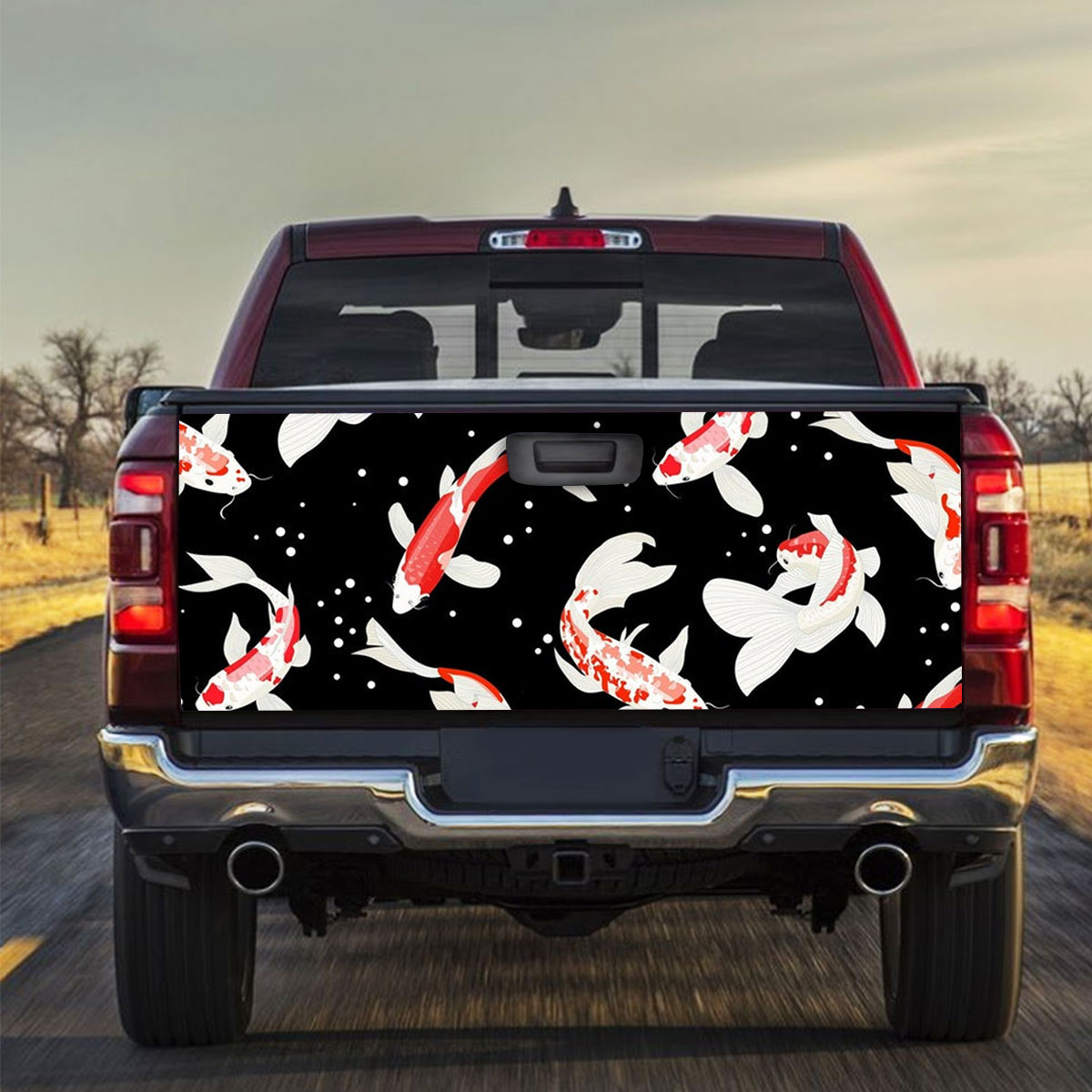 Black Water Koi Fish Truck Bed Decal