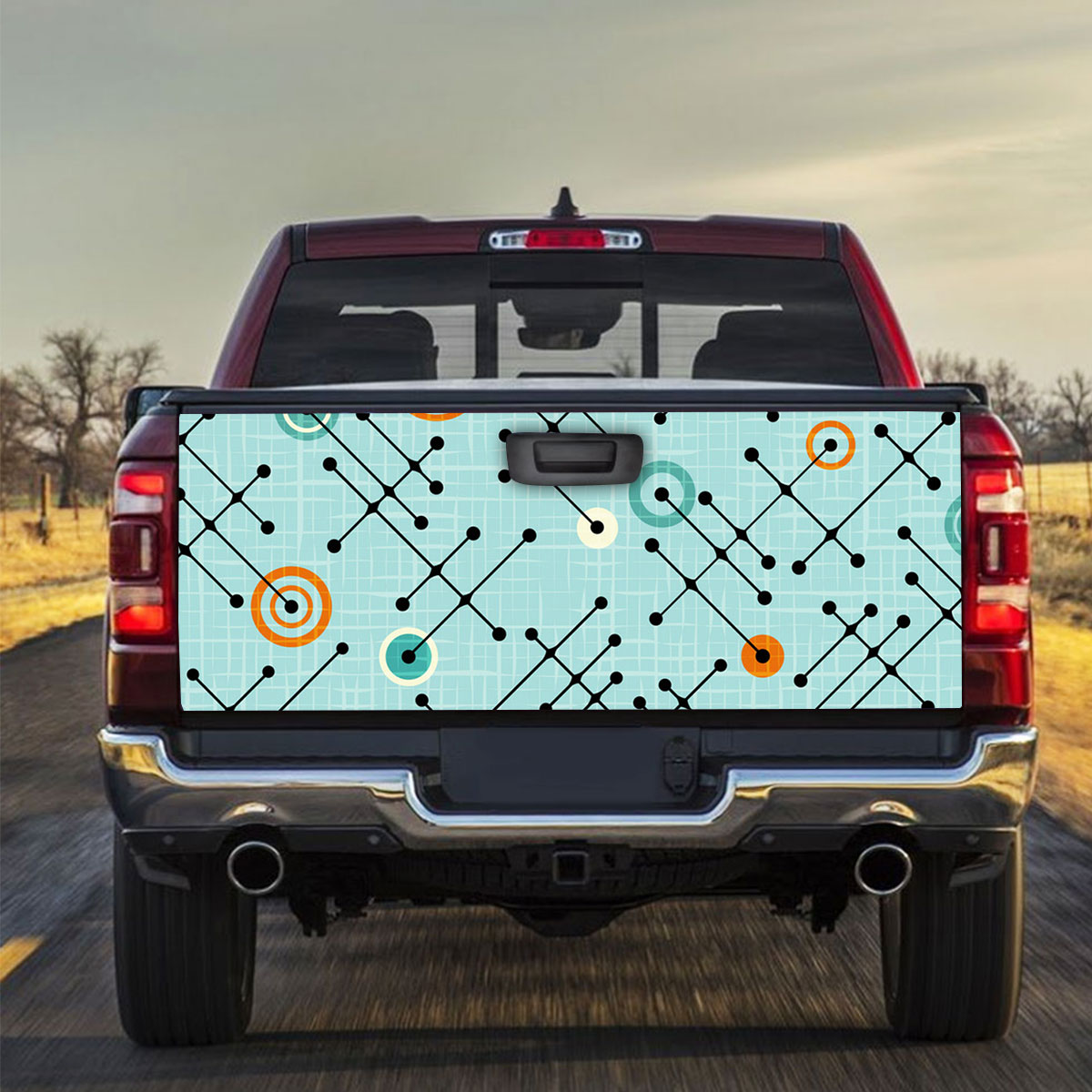 Blue Abstract Mid Century Modern Truck Bed Decal