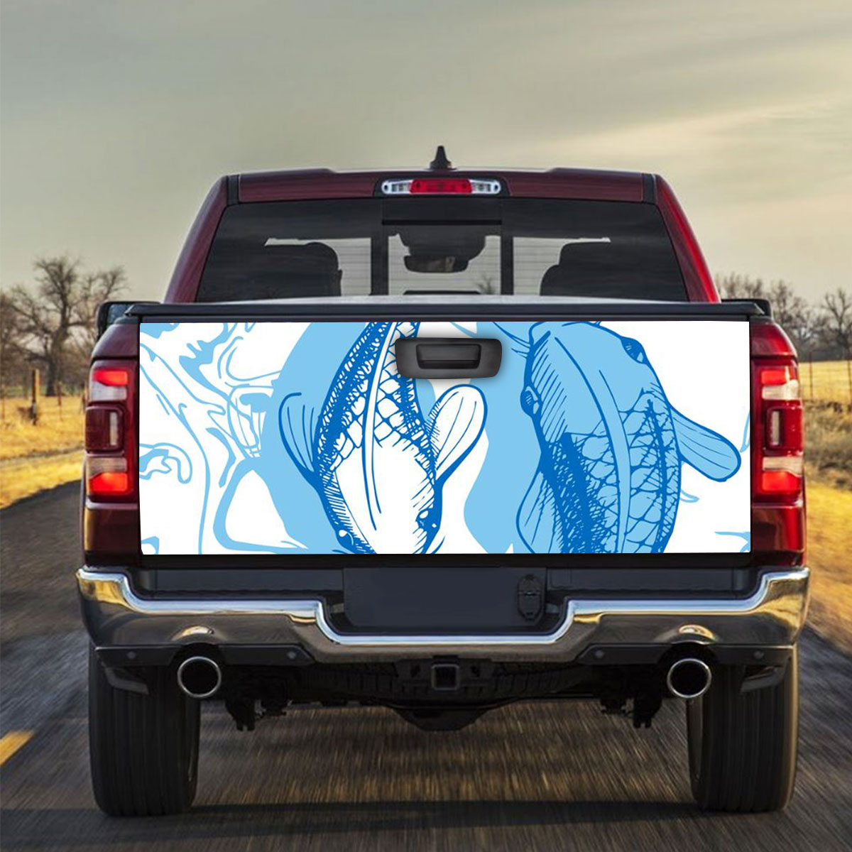 Blue Koi Fish Couple Truck Bed Decal
