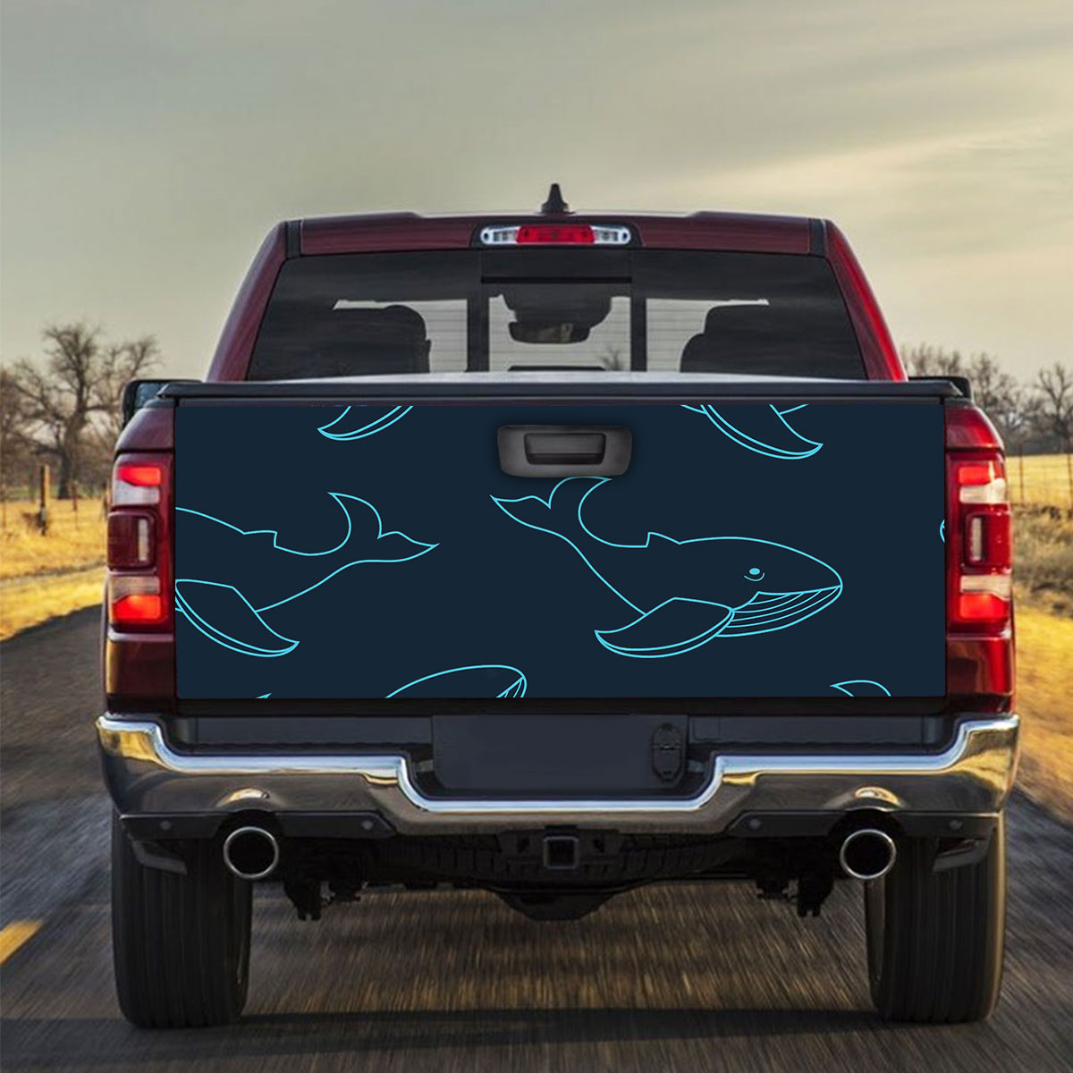 Blue Light Blue Whale Truck Bed Decal