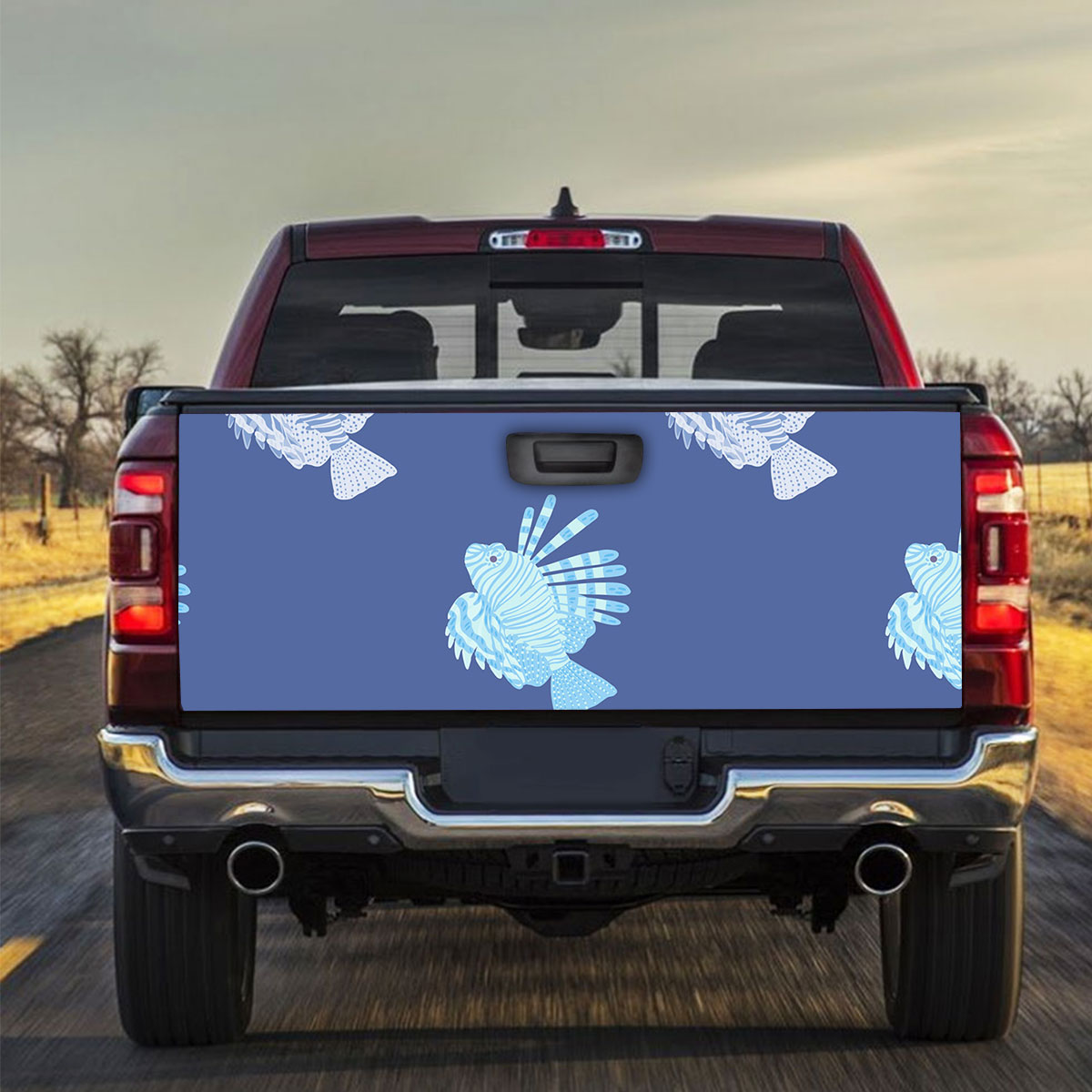 Blue Lionfish Truck Bed Decal