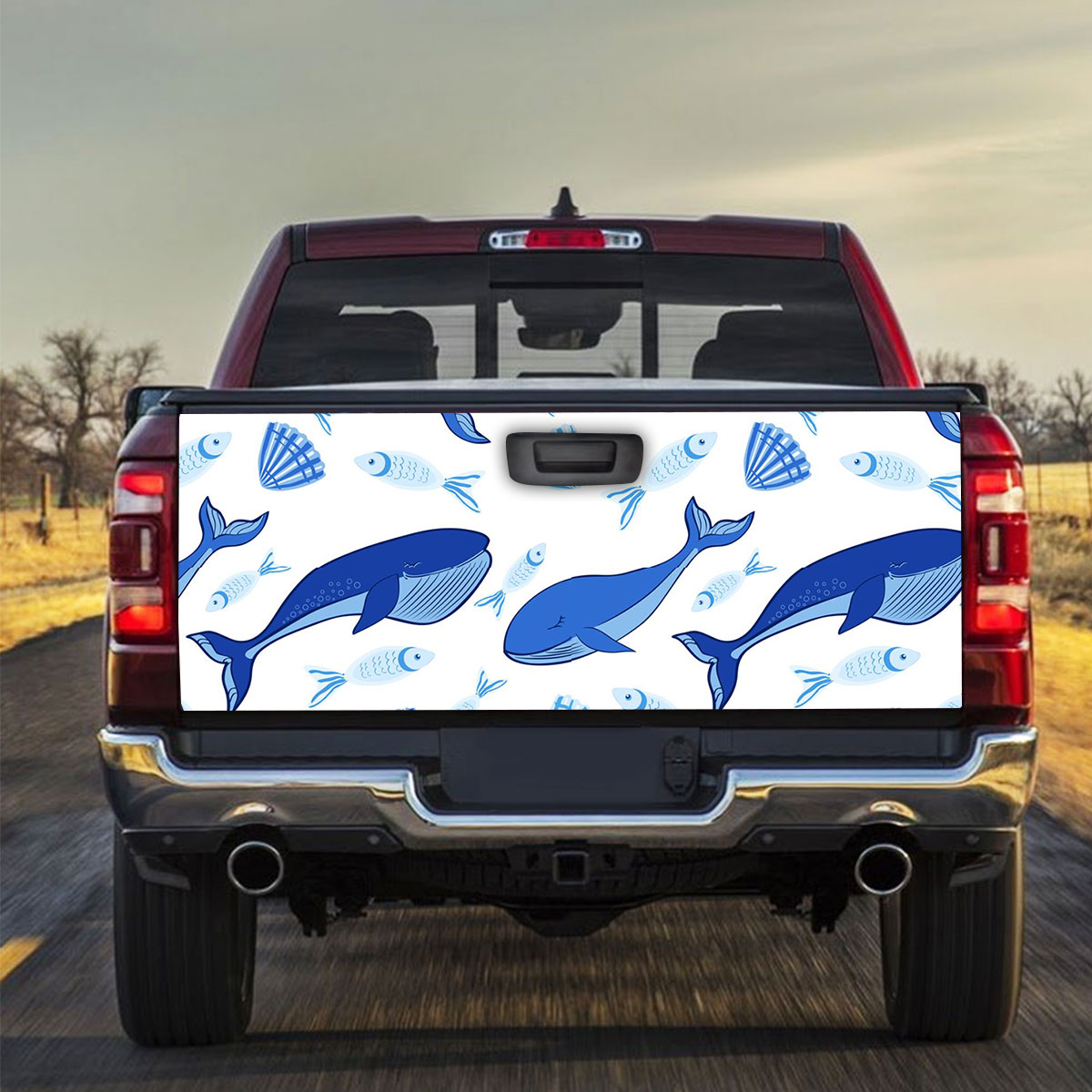 Blue Whale Monogram Truck Bed Decal