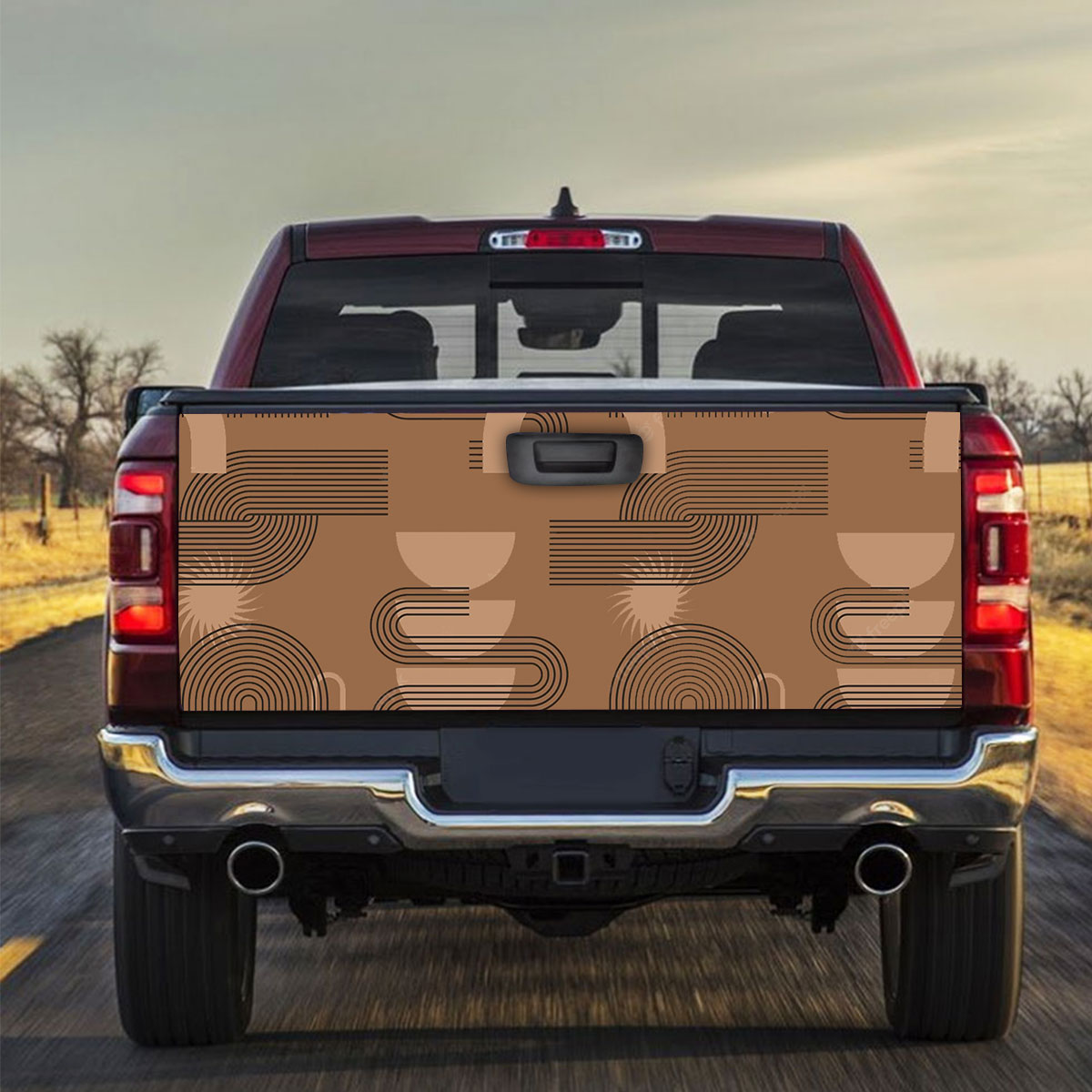 Brown Abstract Minimalist Truck Bed Decal