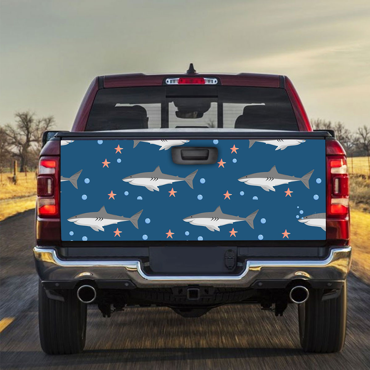 Bubble Star Great White Shark Truck Bed Decal