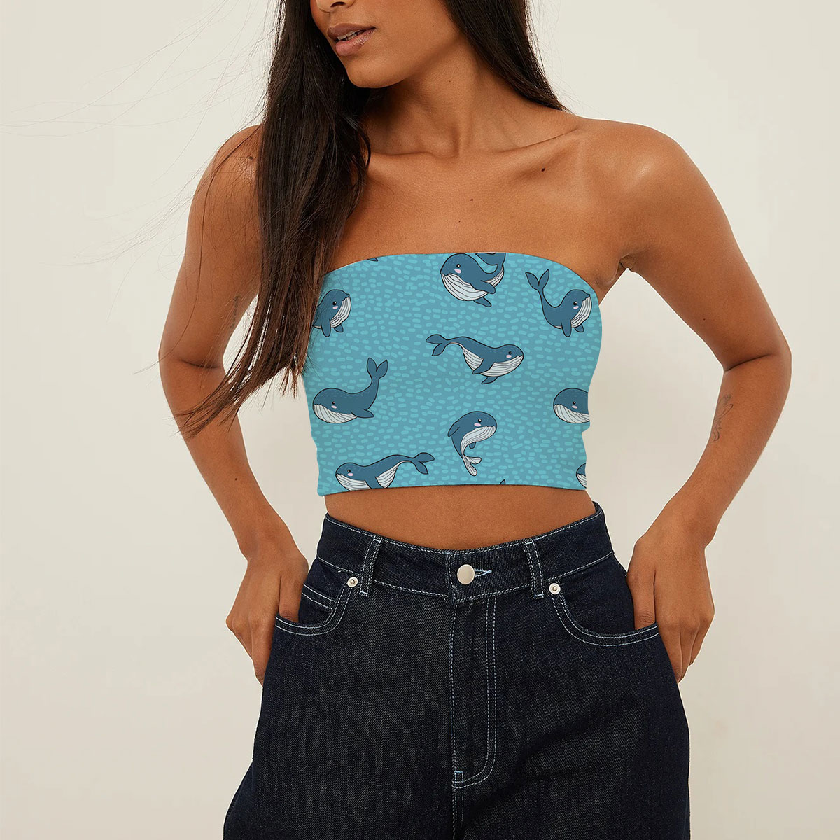 Adorable Blue Whale Tube Top